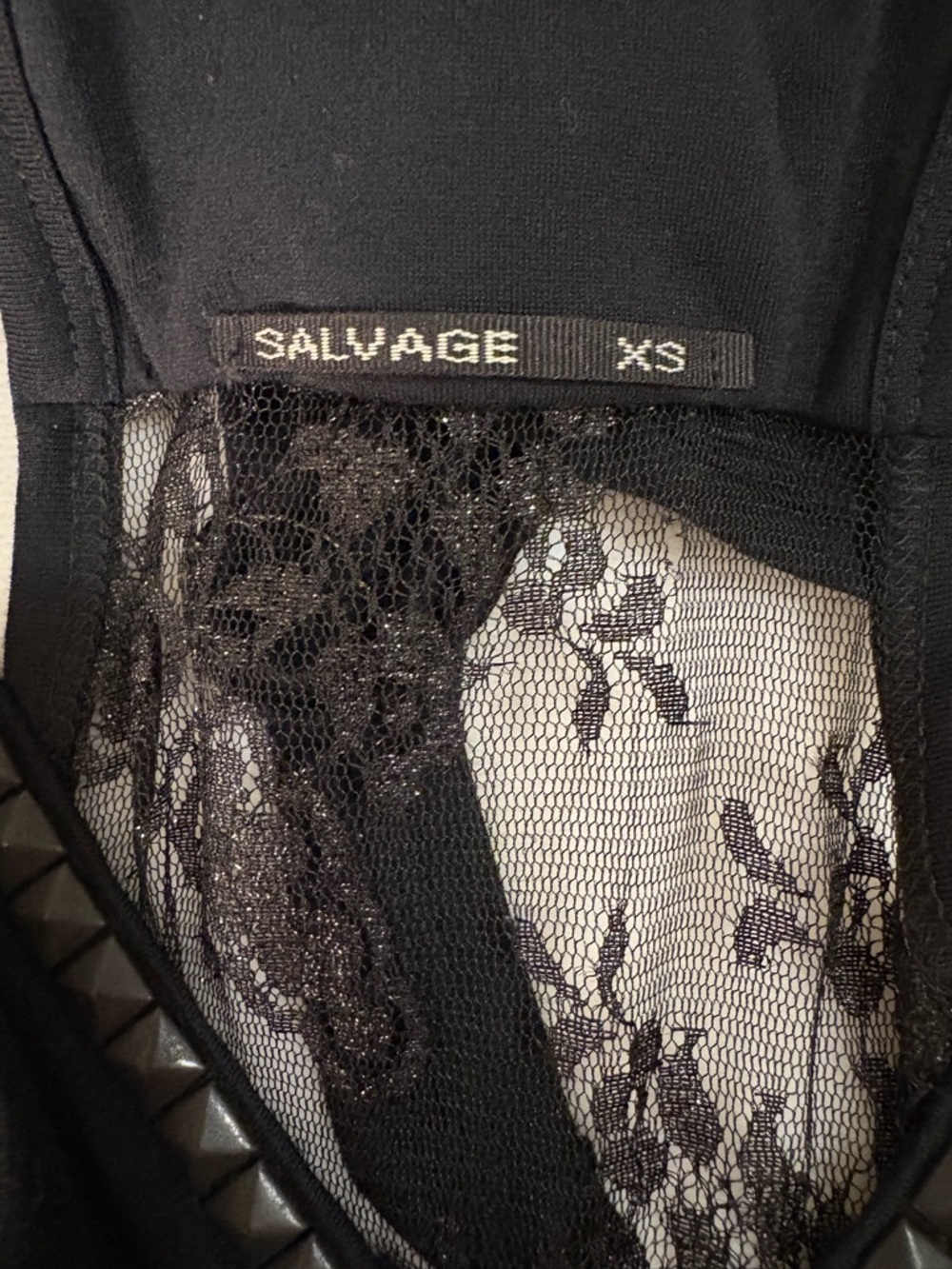 Salvage Women’s Black Sexy Studded/ Lace sequin Mini Dress XS - Picture 6 of 7